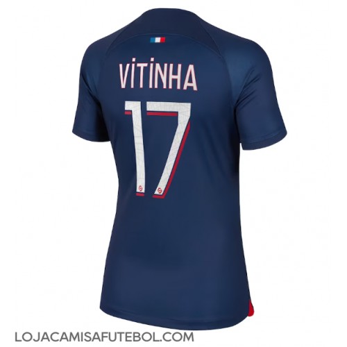 Camisa de Futebol Paris Saint-Germain Vitinha Ferreira #17 Equipamento Principal Mulheres 2023-24 Manga Curta
